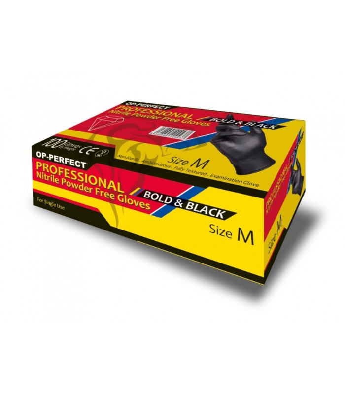 دستکش رزمریم اوپی پرفکت نیتریل حرفه‌ای (مشکی) - سایز متوسط - ۱۰۰عددی